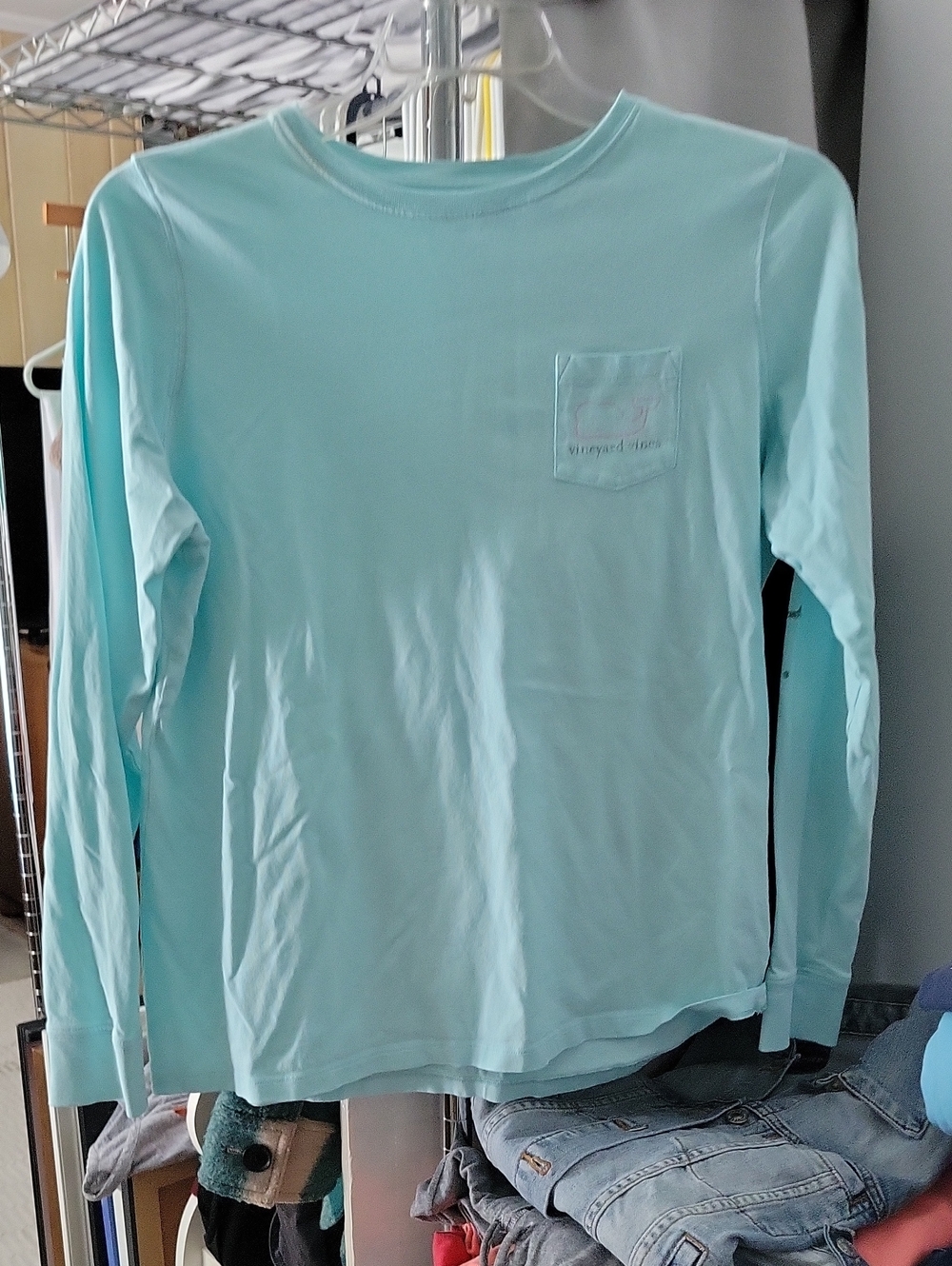 Vineyard Vines Men's Long-Sleeve Pocket Tee — Aqua Blue